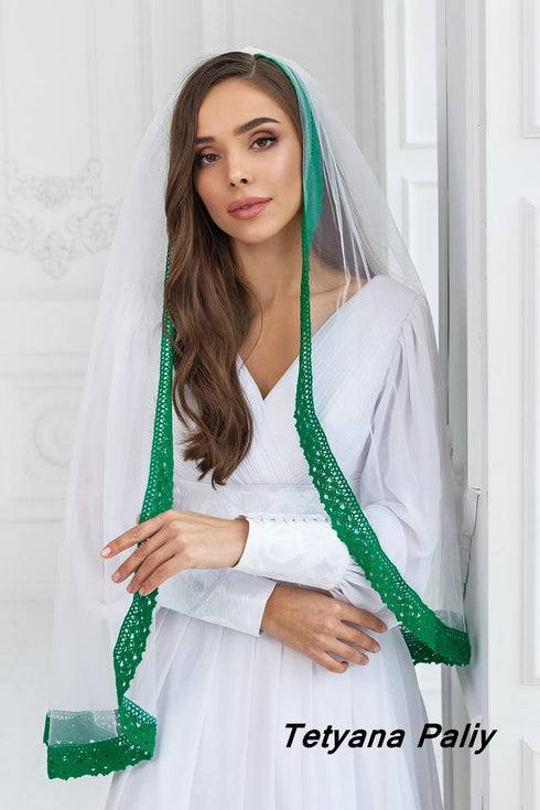 V- 006 Veil ( green lace ) Ready in 7 working days