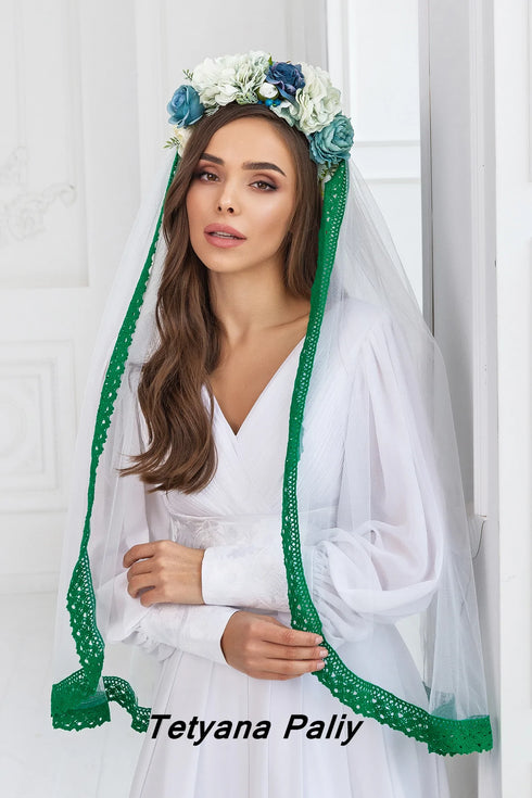 V- 006 Veil ( green lace ) Ready in 7 working days