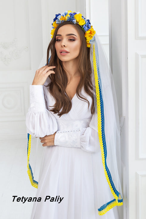 V- 005 Veil ( yellow and blue lace )