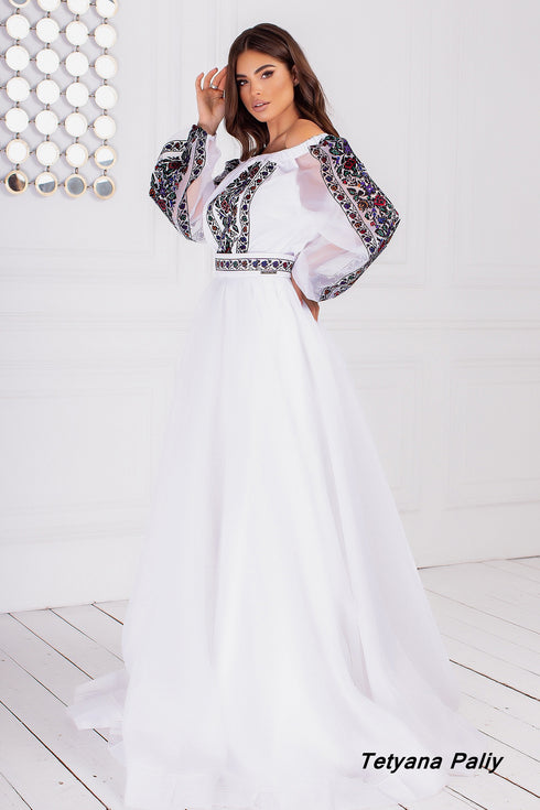 Berta women's set (blouse, belt, skirt) black embroidery