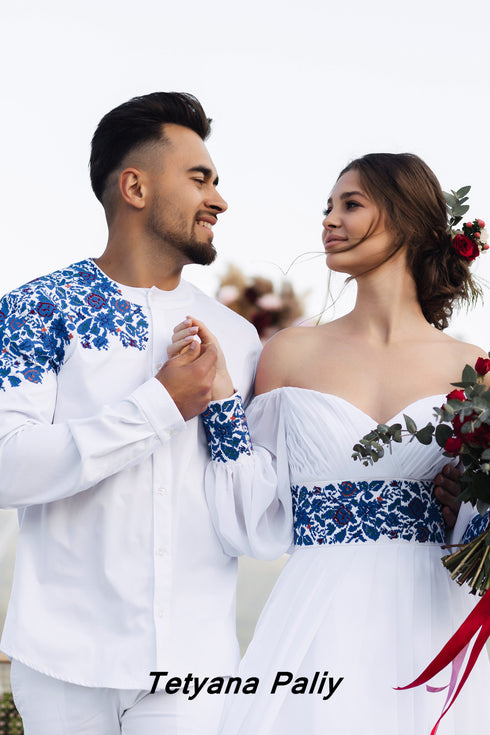 Margarita dress, midi length . Dmytro men's shirt .