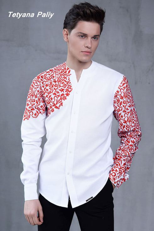Men's Austin shirt ( red embroidery )