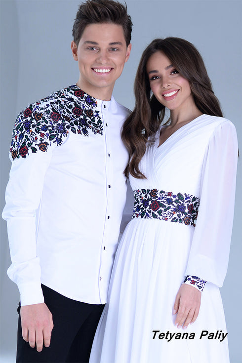 Dress Petunia, men's shirt Dmytro (black embroidery)