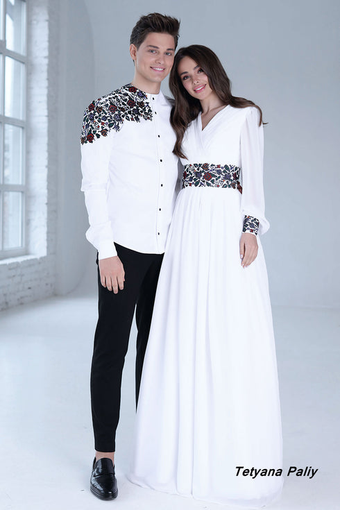 Dress Petunia, men's shirt Dmytro (black embroidery)