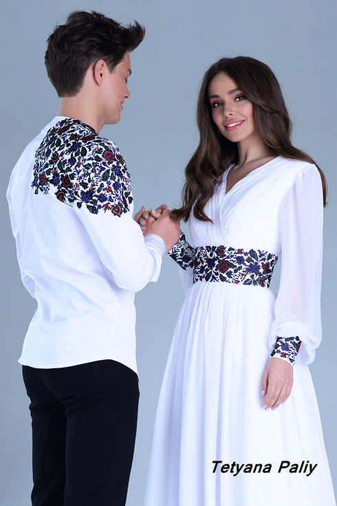 Dress Petunia, men's shirt Dmytro (black embroidery)