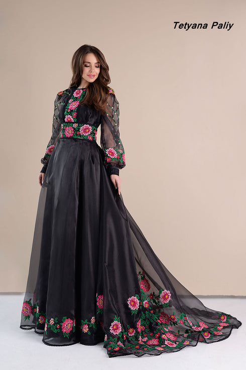 Tina embroidered dress ( black )