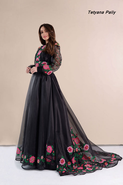 Tina embroidered dress ( black )