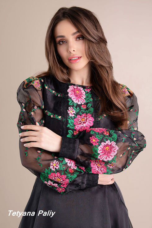 Tina embroidered dress ( black )