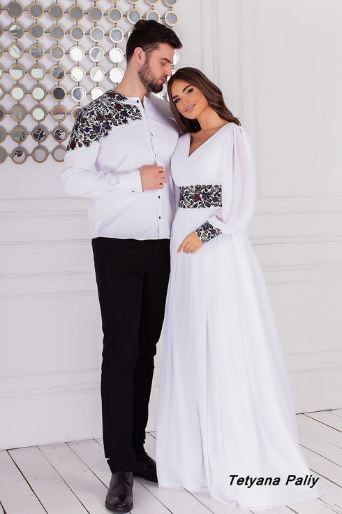 Dress Petunia, men's shirt Dmytro (black embroidery)