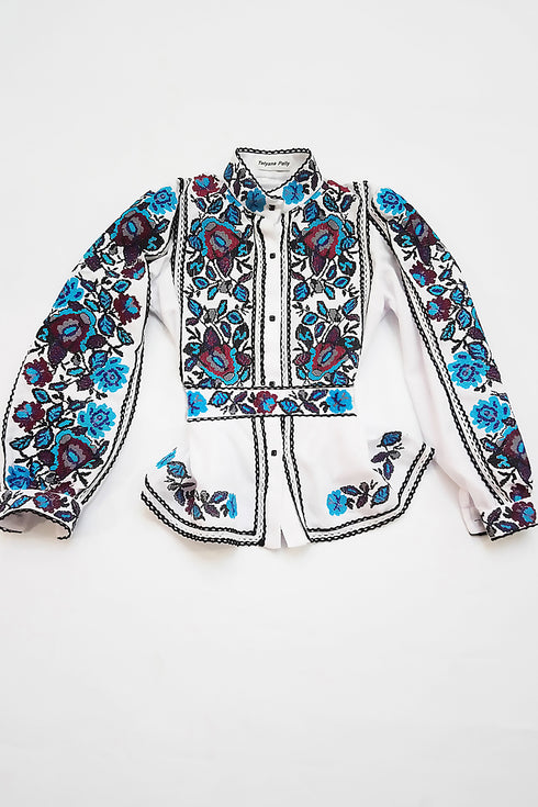 Embroidered shirt Bohemia (blue embroidery)