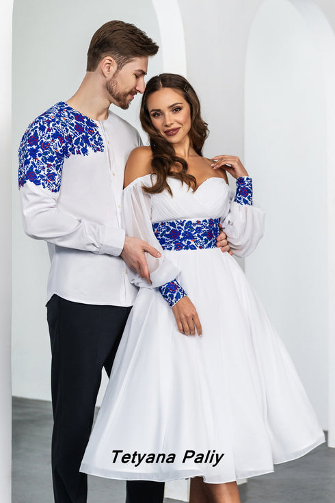 Margarita dress, midi length . Dmytro men's shirt .