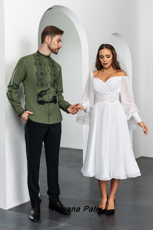 Dress Nizhana midi and Vyshyvanka Aaron