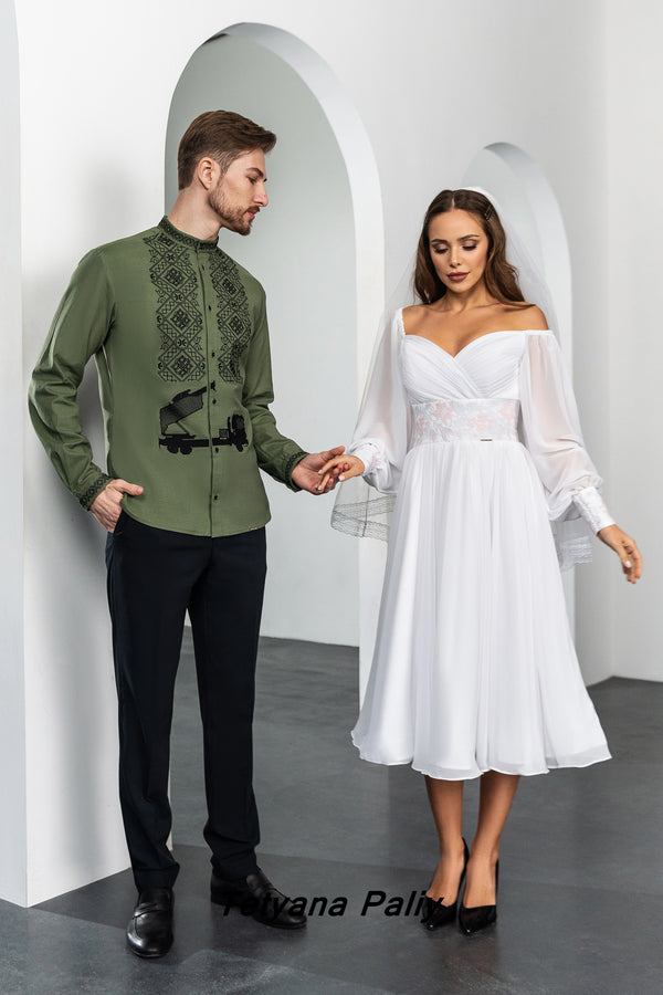 Dress Nizhana midi and Vyshyvanka Aaron