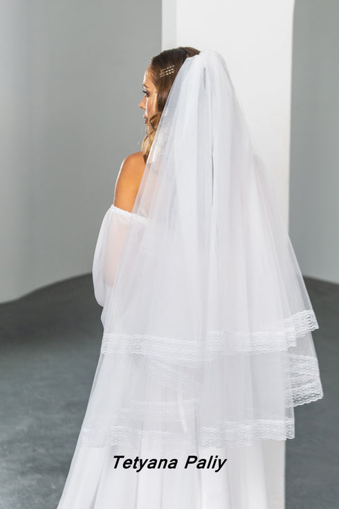 V- 010 Veil ( transparent, white lace )