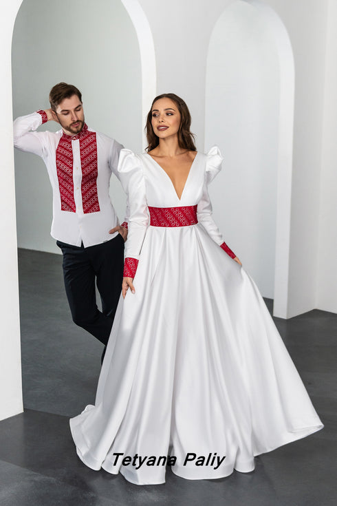 Dress Yana, man's shirt Yakiv (red embroidery)