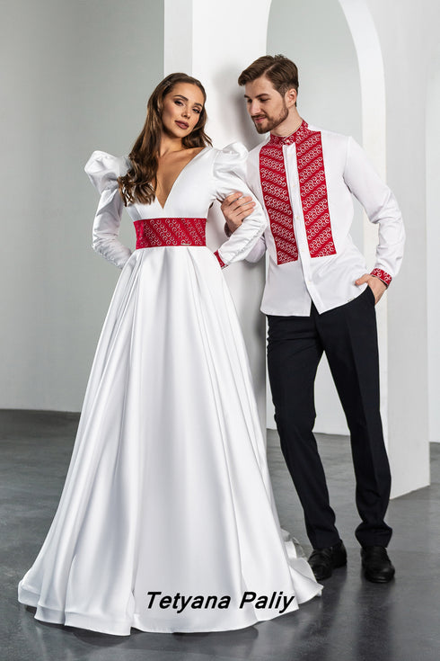 Dress Yana, man's shirt Yakiv (red embroidery)