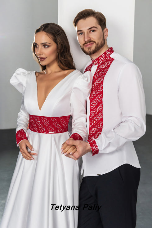 Dress Yana, man's shirt Yakiv (red embroidery)