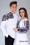 Women's set Berta (blouse, belt, skirt), men's shirt Dmytro, black embroidery