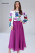Women's set Assol (blouse, belt, midi skirt purple)