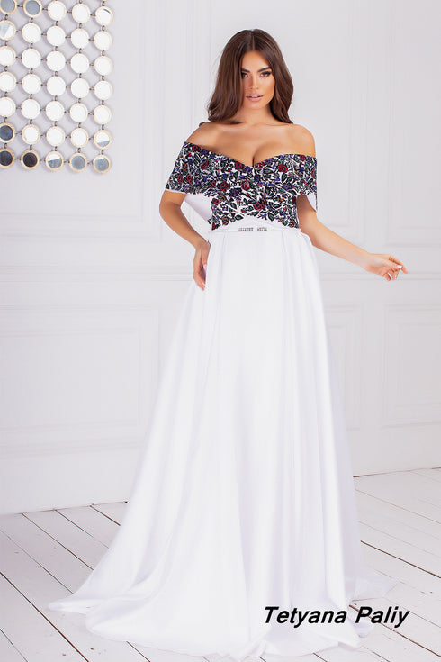 Yulianna dress, Dmytro men's shirt. With black embroidery.