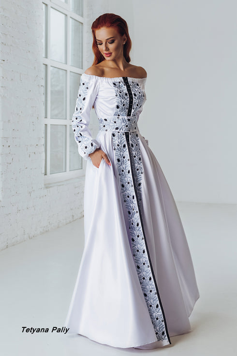 Women's set Monica (blouse, belt, skirt), men's shirt Denis