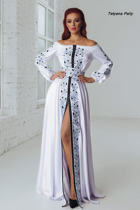 Women's set Monica (blouse, belt, skirt), men's shirt Denis