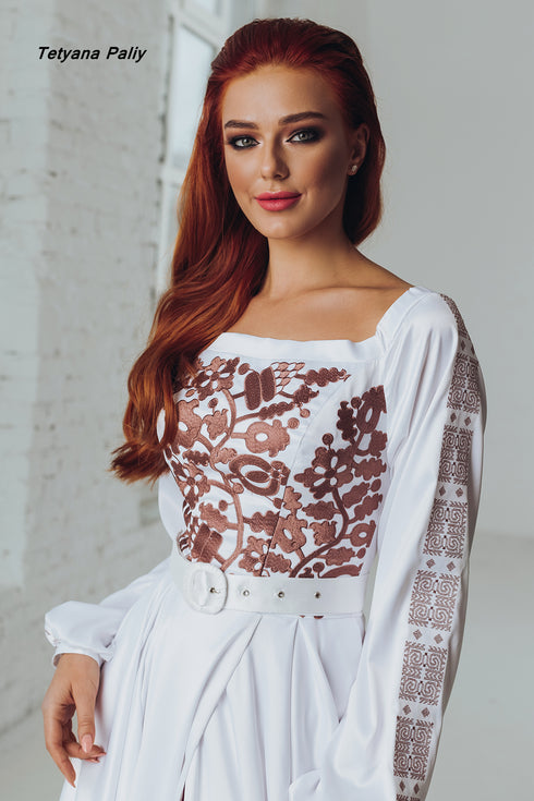 Dress Karina (embroidery in copper color)