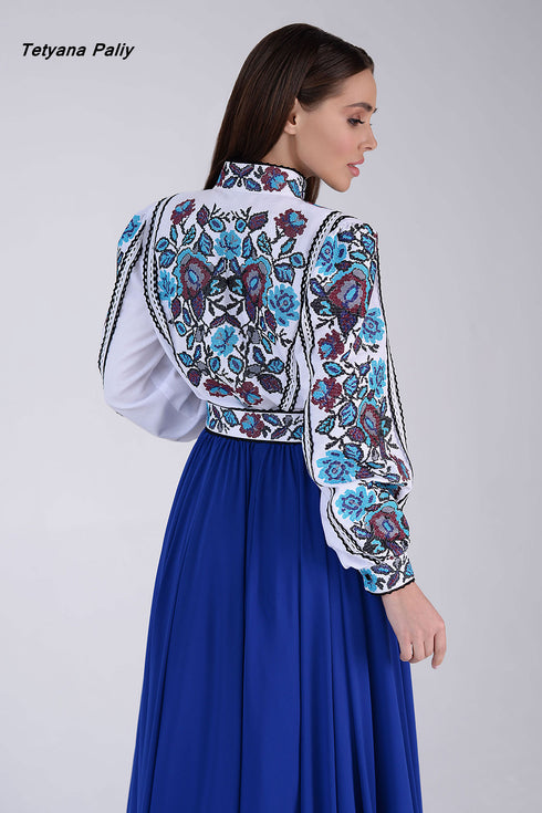 Embroidered shirt Bohemia (blue embroidery)