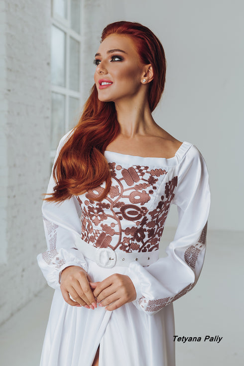 Dress Karina (embroidery in copper color)