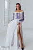 Berta women's set (blouse, belt, skirt), Dmytro men's shirt. The color of the embroidery is purple.