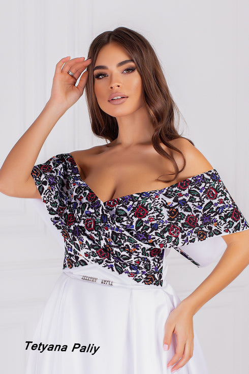 Yulianna dress, Dmytro men's shirt. With black embroidery.