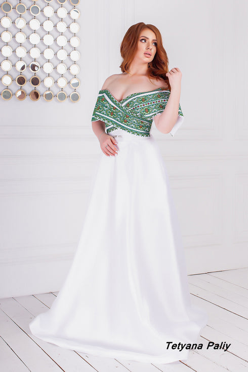 Сукня Маріанна, довга, сорочка Ілля ( зелені нитки )