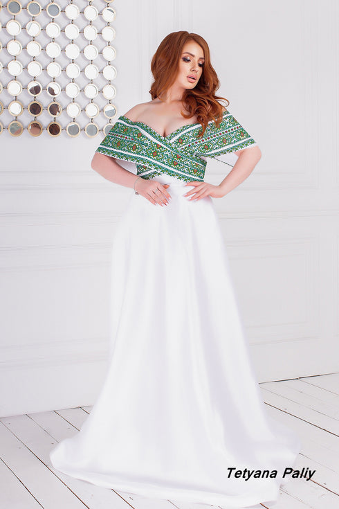 Сукня Маріанна, довга, сорочка Ілля ( зелені нитки )