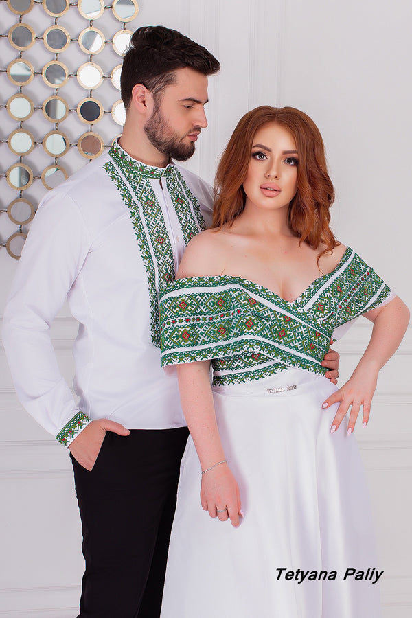 Dress Marianna, long, shirt Ilya ( green threads )