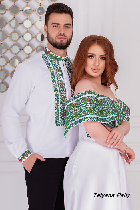 Сукня Маріанна, довга, сорочка Ілля ( зелені нитки )