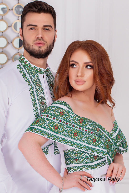 Сукня Маріанна, довга, сорочка Ілля ( зелені нитки )