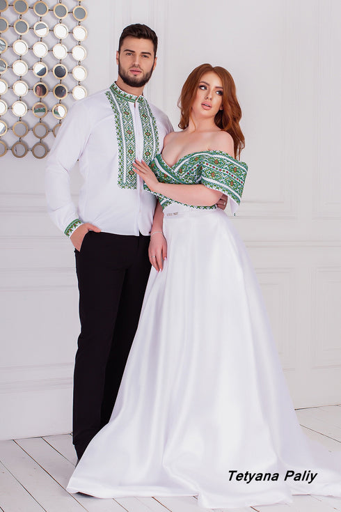 Сукня Маріанна, довга, сорочка Ілля ( зелені нитки )