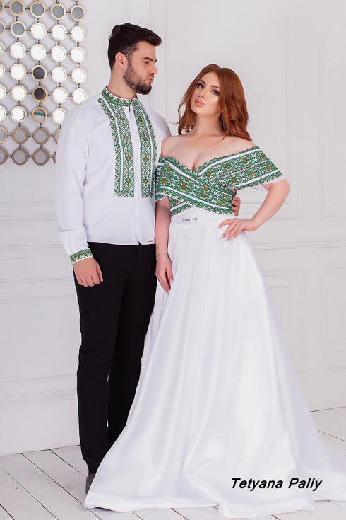 Сукня Маріанна, довга, сорочка Ілля ( зелені нитки )