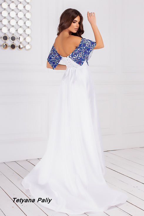 Yulianna dress, Dmytro men's shirt. With blue embroidery.