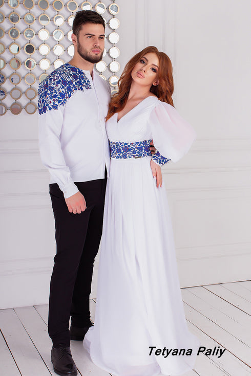 Dress Petunia, shirt Dmytro (blue embroidery)