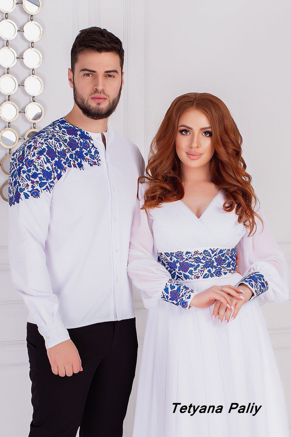 Dress Petunia, shirt Dmytro (blue embroidery)