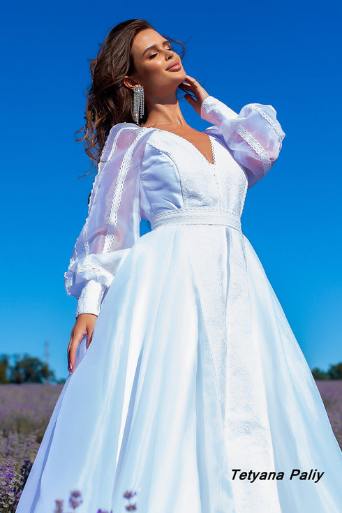 Dress Maya embroidery white on white