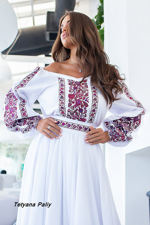 Berta women's set (blouse, belt, skirt) marsala embroidery