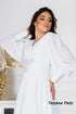Petunia dress, men's Pitner shirt, white on white embroidery
