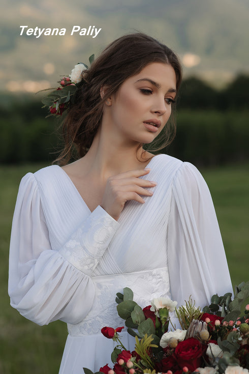 Dress Petunia, embroidery white on white, men's shirt Peter